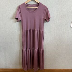 WoolX Lucia Dress Short Sleeve T-Shirt Tiered Women's S Mauve